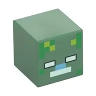 Minifig Head Special, Cube with Pixelated Zombie Print