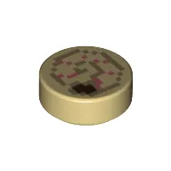 Tile Round 1 x 1 with Pixelated Nautilus/Ammonite print