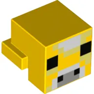 Minifig Head Special, Cube with Rear Ledge, Pixelated Face with Black Eyes, Grey Snout Print