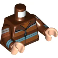 Torso Jacket with Dark Orange/Medium Azure/White Striped Sweater, Zipper, and Fur Print, Reddish Brown Arms, Light Nougat Hands