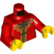 Torso Tunic with Black Laces, Gold Decorations/Trim Print, Red Arms, Yellow Hands