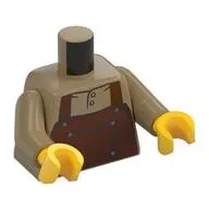 Torso Apron, Reddish Brown with Pocket print, Dark Tan Arms, Yellow Hands