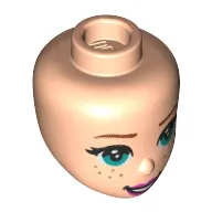 Minidoll Head Dark Turquoise Eyes, Freckles, Dark Pink Lips