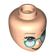 Minidoll Head Light Bluish Grey Eyebrows, Low Dark Turquoise Glasses print