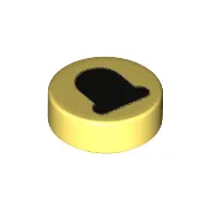 Tile Round 1 x 1 with Black Bell print