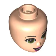 Minidoll Head Olive Green Eyes, Pink Lips, Open Mouth