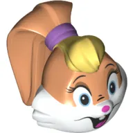 Minifig Head Special, White Face, Open Mouth, Blue Eyes print (Lola Bunny)