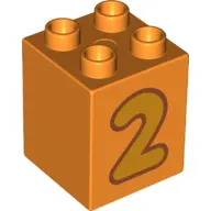 Duplo Brick 2 x 2 x 2 with Yellow '2' Print