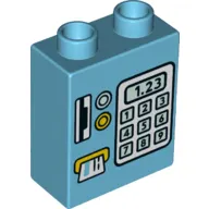 Duplo Brick 1 x 2 x 2 with Bottom Tube with Cash Register and Card Slot Print