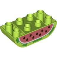 Duplo Brick 2 x 4 Curved Bottom with Watermelon Print