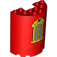 Cylinder Half 3 x 6 x 6 with 1 x 2 Cutout with Yellow Window, Black Mickey Mouse Symbol print