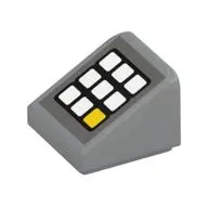 Brick Sloped 30° 1 x 1 x 2/3 (Cheese Slope) with Keypad, 8 White Buttons, 1 Yellow print