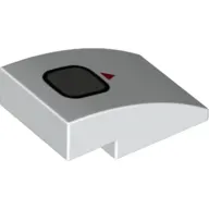 Brick Curved 3 x 2 No Studs with Silver Square, Red Arrow print