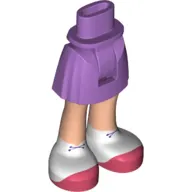 Minidoll Hips and Short Skirt White Shoes, Coral Soles print [Thick Hinge]
