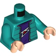 Torso Jacket, Open over Dark Purple Shirt print, Dark Turquoise Arms, Light Nougat Hands
