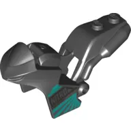 Fairing, Motorcycle, Racing (Sport) Bike with 1 x 2 Studs and Dark Turquoise Stripes and 'NITRO' Print