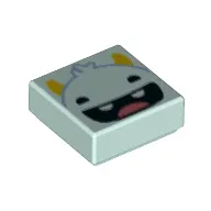 Tile 1 x 1 with Pink Monster, Bright Light Orange Horns print