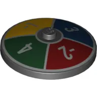 Dish 4 x 4 Inverted with Solid Stud [Radar] with Red/Dark Green/Blue/Yellow Quadrants, White 1, 2, 3, 4 print