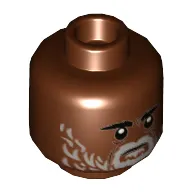 Minifig Head Greef Karga, Low Eyebrows, Light Bluish Gray Beard, Serious Print