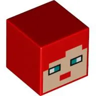 Minifig Head Special, Cube with Pixelated Nougat Face, Dark Turquoise Eyes Print