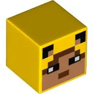Minifig Head Special, Cube with Pixelated Nougat Face, Black Eyes Print