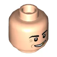 Minifig Head Harry Lime, Large Eyebrows, Mean Grin, Teeth, Gold Tooth Print