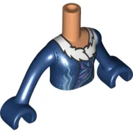 Minidoll Torso Girl with Dark Blue Coat, White Fur print, Dark Blue Arms and Hands