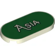 Tile Round 2 x 4 with 'Asia' on Green Background print