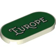 Tile Round 2 x 4 with 'Europe' on Green Background print
