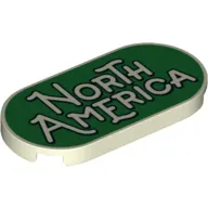 Tile Round 2 x 4 with 'North America' on Green Background print