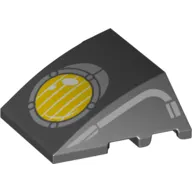 Brick Wedged, Curved 4 x 3 No Studs, with Yellow headlight print