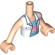 Minidoll Torso Girl with White Doctor Jacket, Medium Azure Top with Paw Print, Light Nougat Arms and Hands