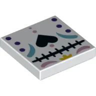 Tile 2 x 2 with Black Heart, Dark Purple Dots, Bright Pink / Dark Turquoise Decoration print
