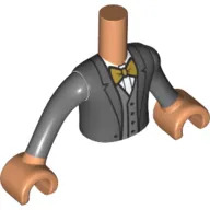 Minidoll Torso Boy with Dark Bluish Grey Jacket, White Shirt, Bow Tie, Nougat Hands