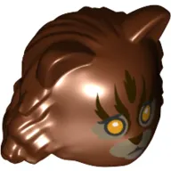 Costume / Mask, Cat with Dark Tan Snout, Dark Brown Streak print