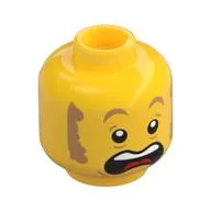 Minifig Head Clemmons, Nougat Eyebrows and Sideburns, Concerned / Open Mouth Scared Print