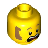 Minifig Head Clemmons, Nougat Eyebrows and Sideburns, Concerned / Open Mouth Scared Print