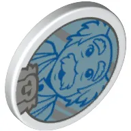 Road Sign Clip-on 2 x 2 Round with Metallic Light Blue Maurice Bust with Bushy Eyebrows and Moustache Print