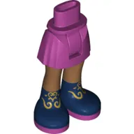 Minidoll Hips and Short Skirt with Dark Blue Shoes, Gold Decorations Print