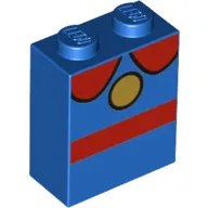 Brick 1 x 2 x 2 with Inside Stud Holder with Red Triangle, Circles, Yellow Circle print