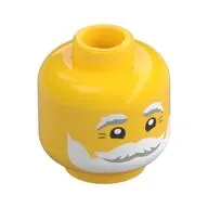 Minifig Head Santa, White and Gray Eyebrows and Beard, Smile Print