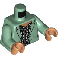 Torso Jacket, Open over White and Dark Bluish Gray Patterned Shirt Print, Sand Green Arms, Nougat Hands