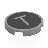 Tile Round 2 x 2 with Bottom Stud Holder with 'T' on Black Background Print