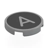 Tile Round 2 x 2 with Bottom Stud Holder with 'A' on Black Background Print