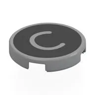 Tile Round 2 x 2 with Bottom Stud Holder with 'C' on Black Background Print