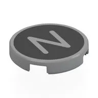Tile Round 2 x 2 with Bottom Stud Holder with 'N' on Black Background Print