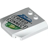 Brick Wedged, Curved Triple 4 x 4 x 2/3 with 2 Studs with 'CARGO CONNECT' print