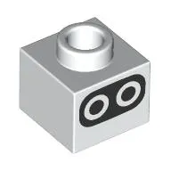 Plate 1 x 1 x 2/3 with Hole in Stud with Black Oval, Black/White Circles print