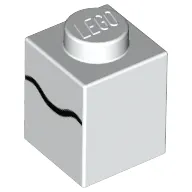 Brick 1 x 1 with Black Scribble Line print