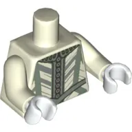 Torso Doublet, Light Bluish Gray and Sand Green Trim Print, Glow in the Dark White Arms, White Hands